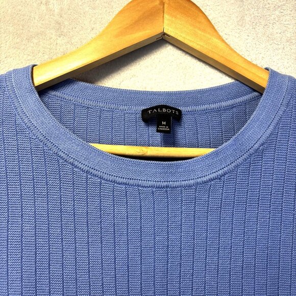 Lot of 2 Talbots Knit Sweater Womens Medium Blue Pink Button Hem Top Long Sleeve - Picture 6 of 16